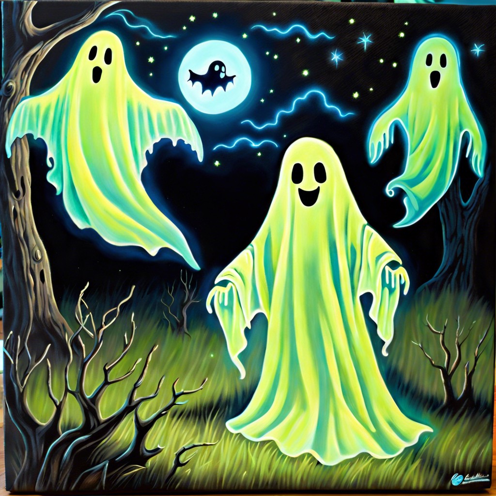 glowing ghosts canvas use glow in the dark paint