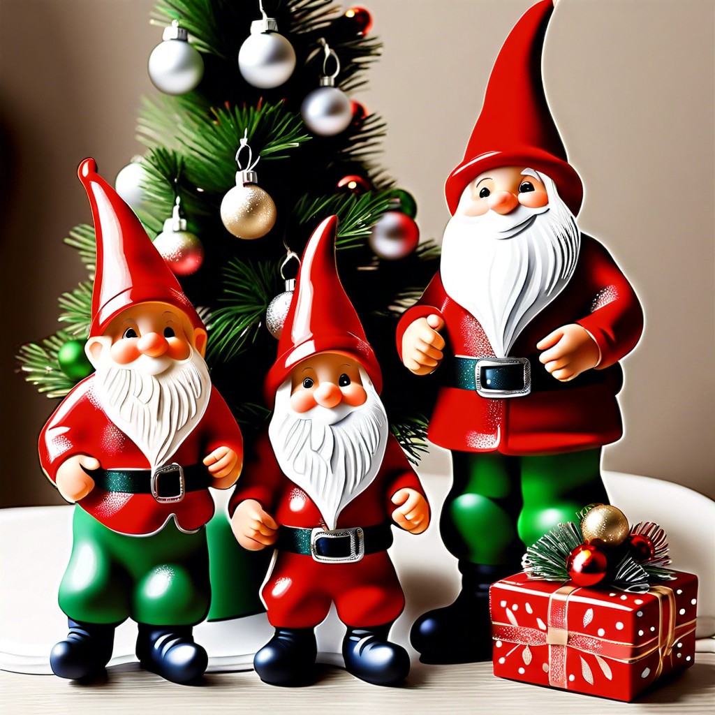 gnome family christmas tree decorating