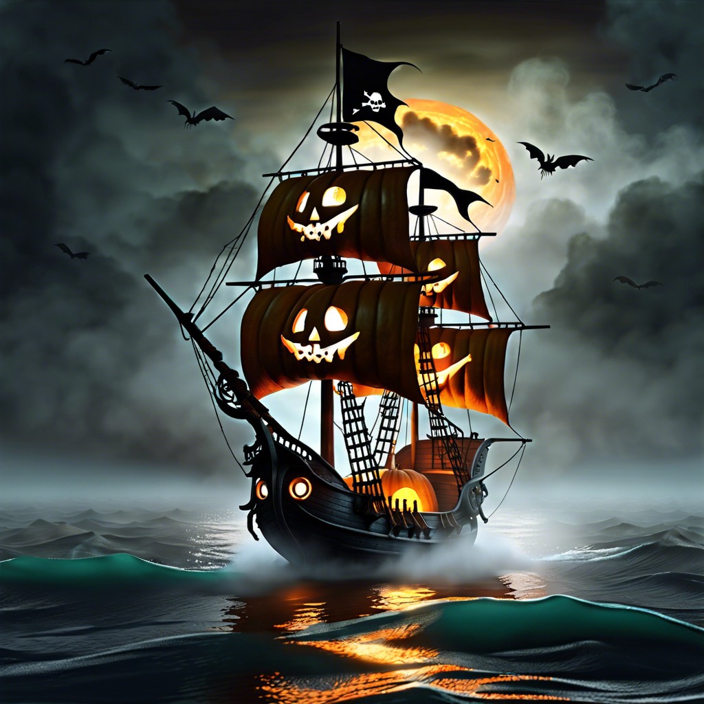 haunted pirate ship ghostly ship on a foggy sea