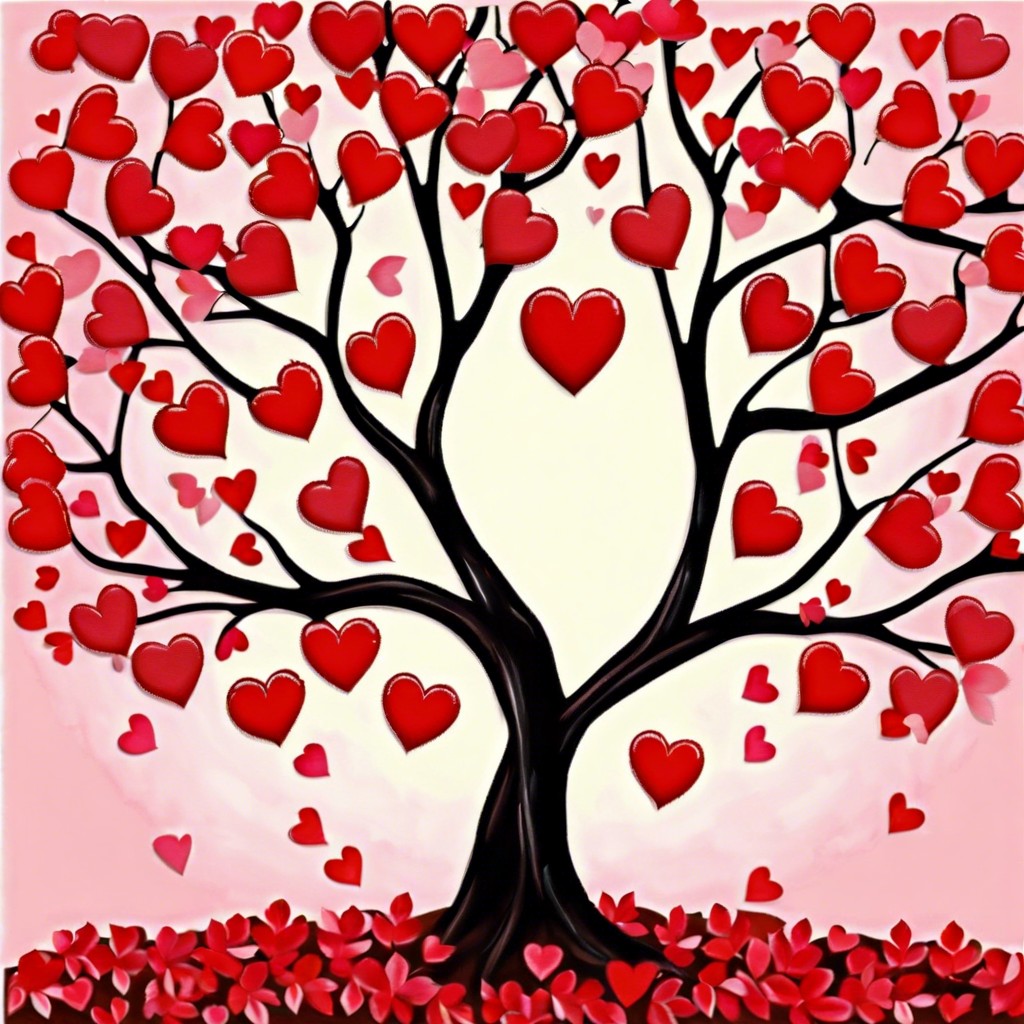 heart tree paint a tree whose leaves are formed from colorful heart shapes