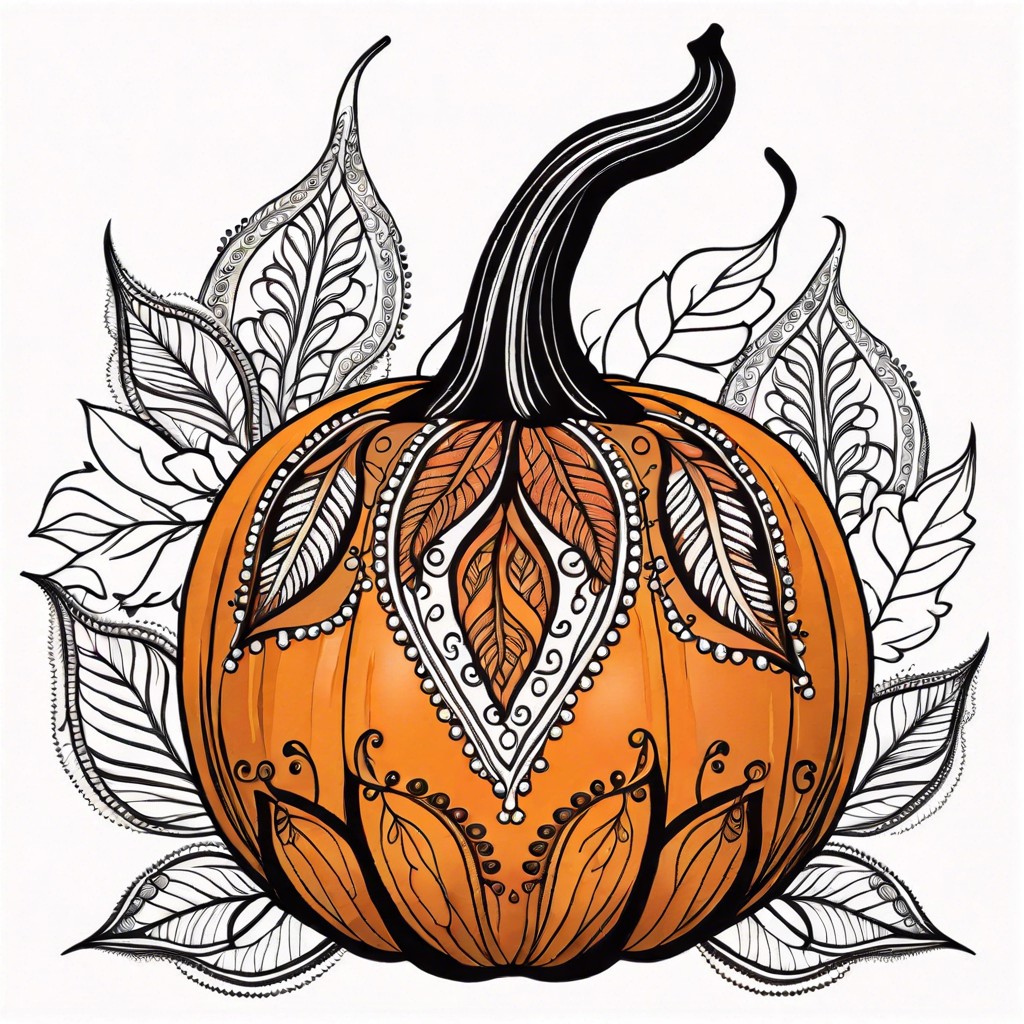 henna inspired pumpkin paint elaborate henna like designs with fine brushes