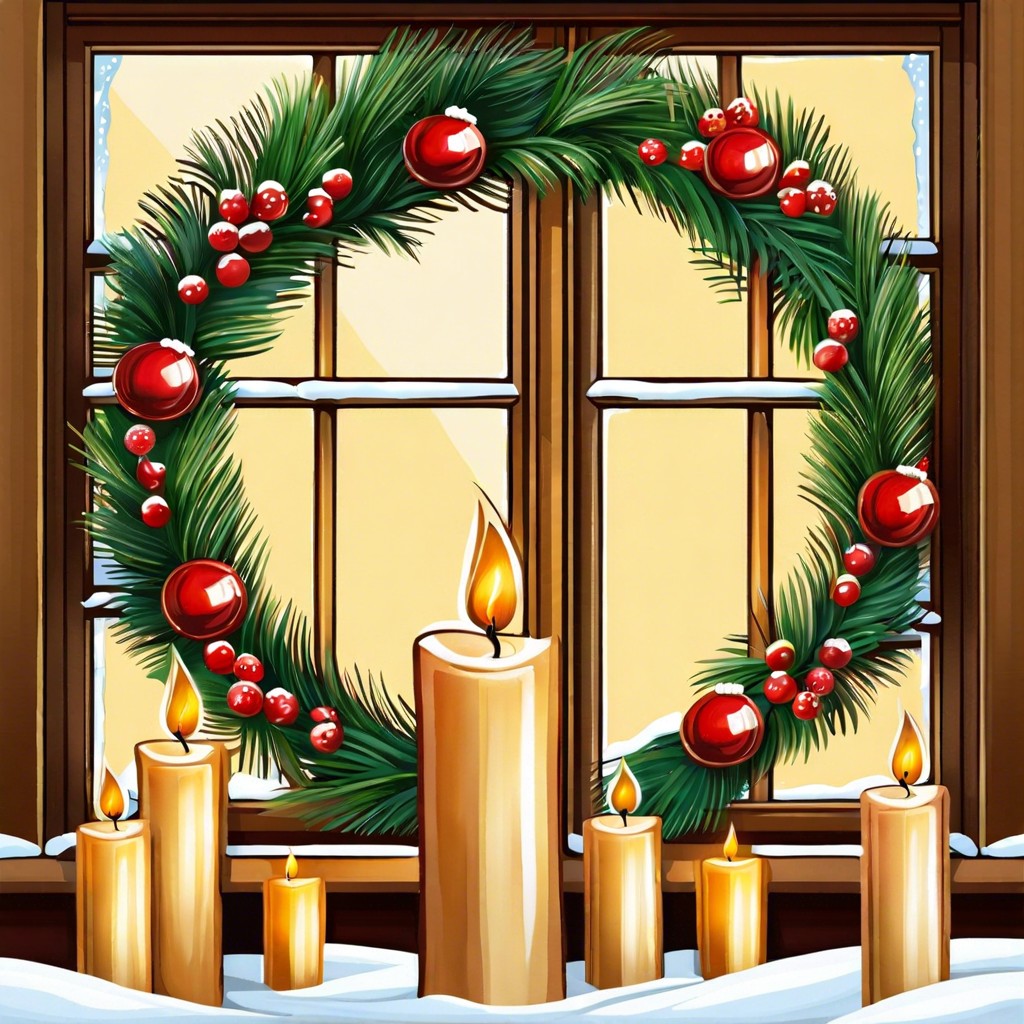 holiday wreath and candles