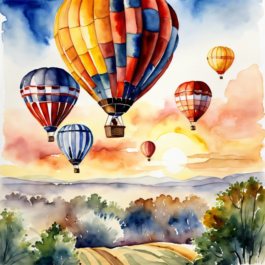 hot air balloons at sunrise