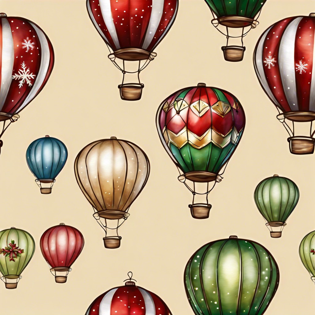 hot air balloons with holiday themes