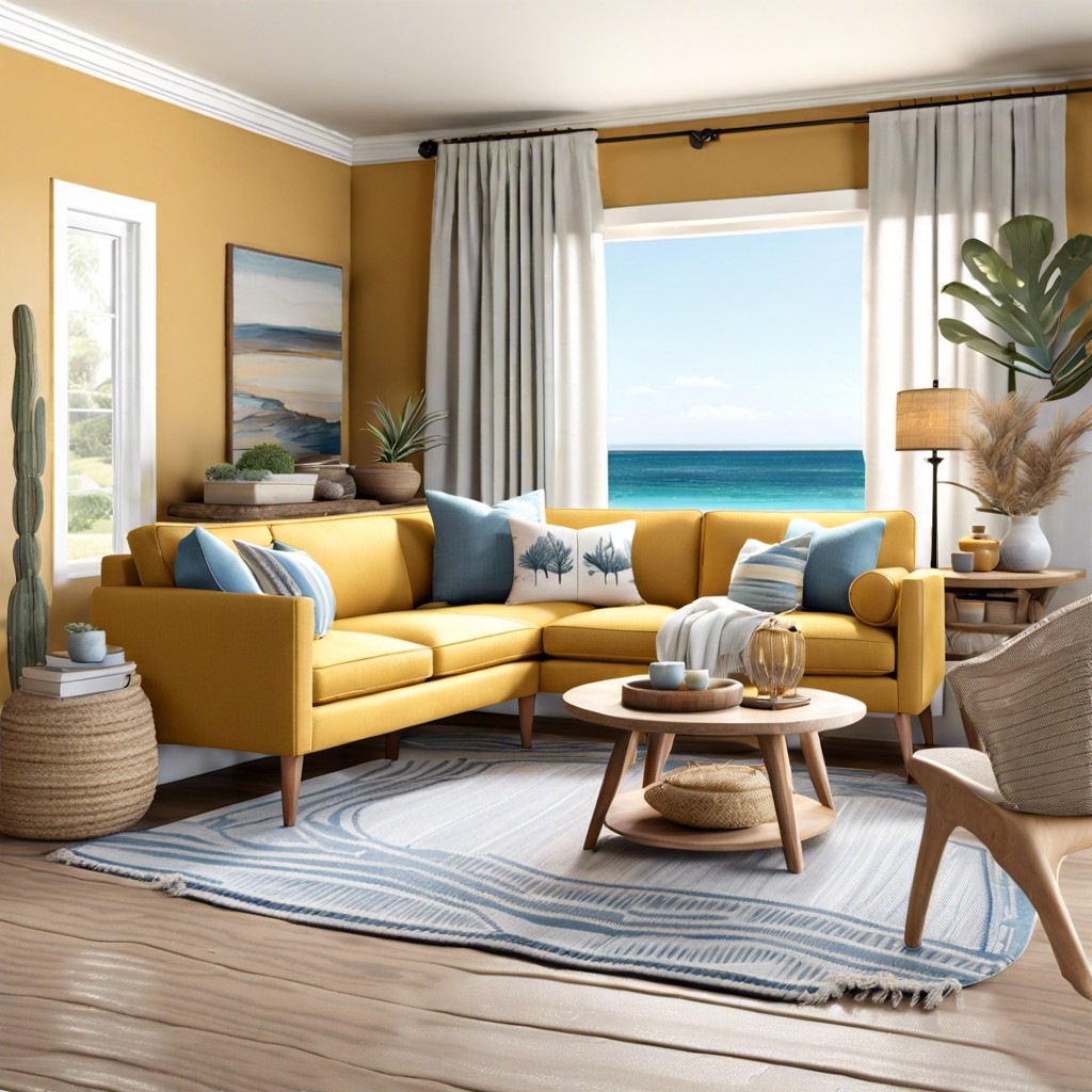 implement a coastal vibe with light wood accents