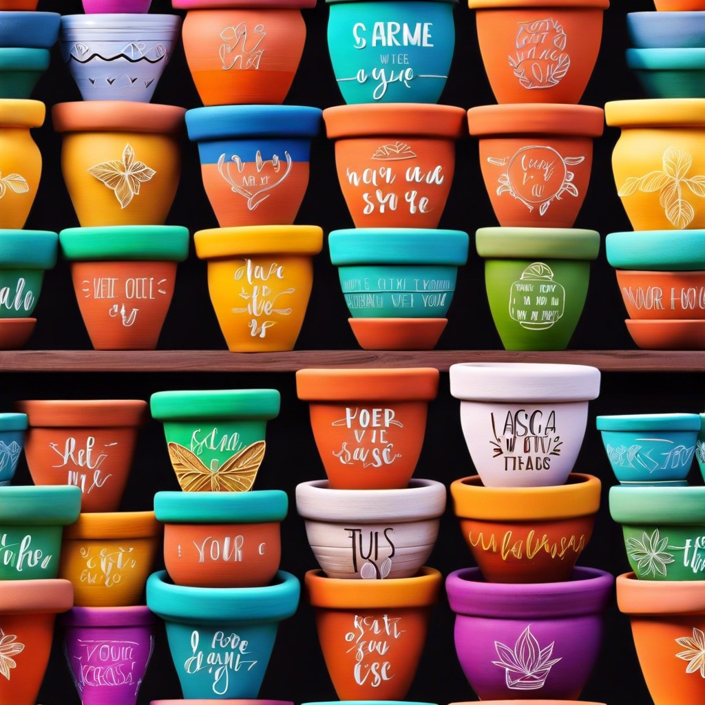 inspirational quotes brightly colored pots with motivational quotes or words