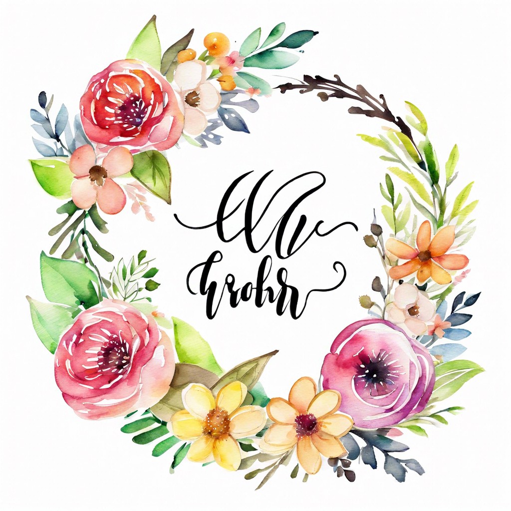 inspirational quotes in calligraphy surrounded by floral wreaths