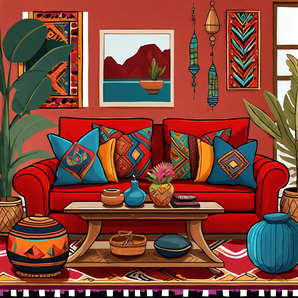 introduce a global inspired theme with exotic patterns and colorful textiles