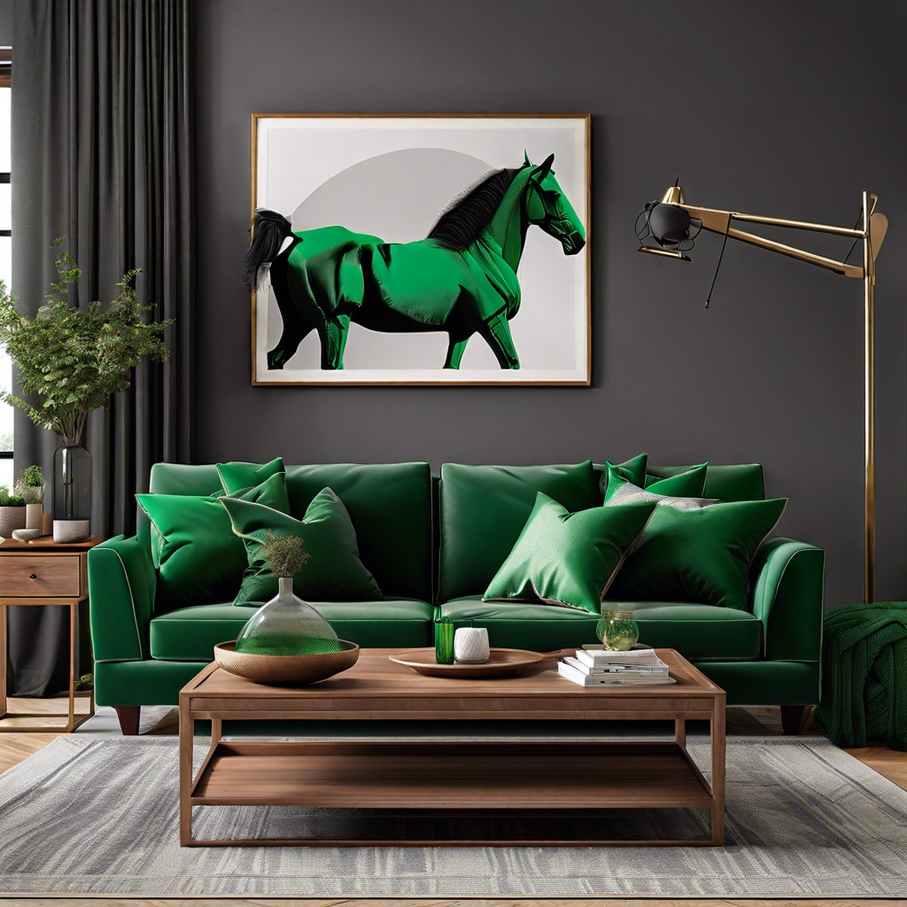 introduce a pop of color with emerald green throw pillows