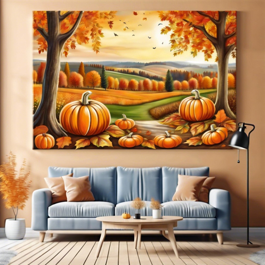 landscape painting encompassing the entire pumpkin