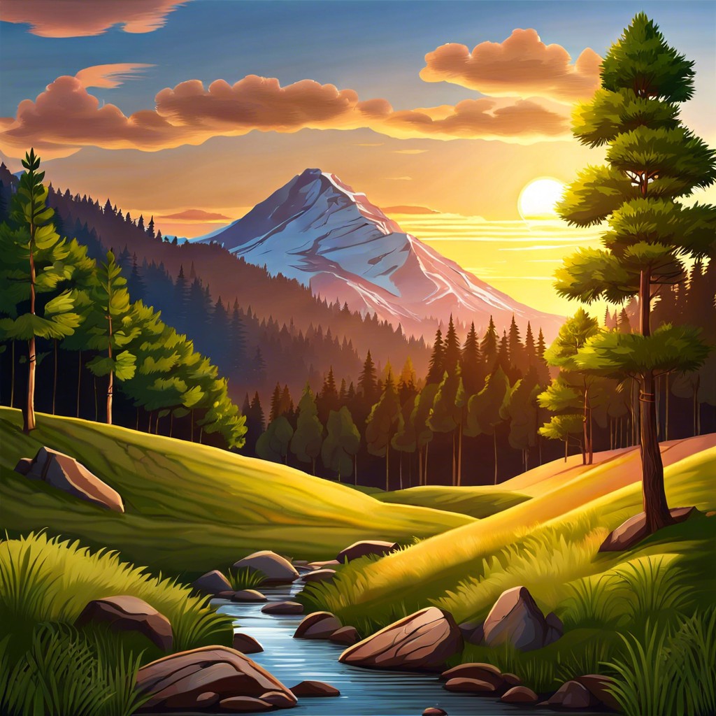 landscape scene such as mountains or forests