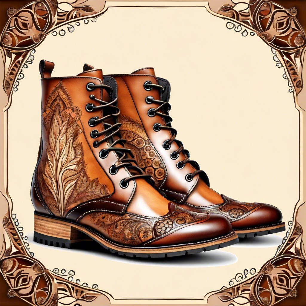 leather pyrography boots