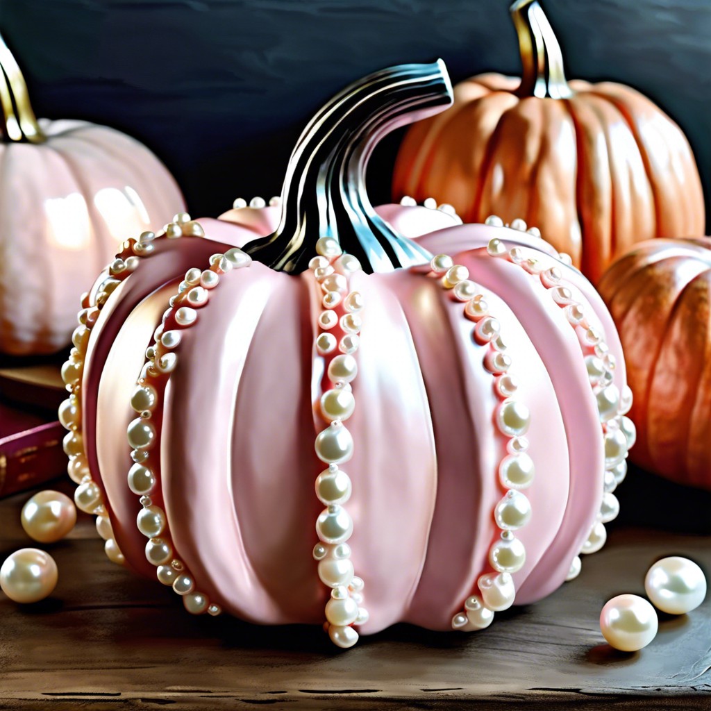 light pink pumpkin with pearl embellishments