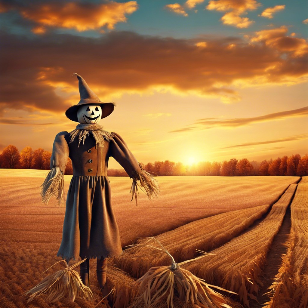 lonely scarecrow in a dormant field