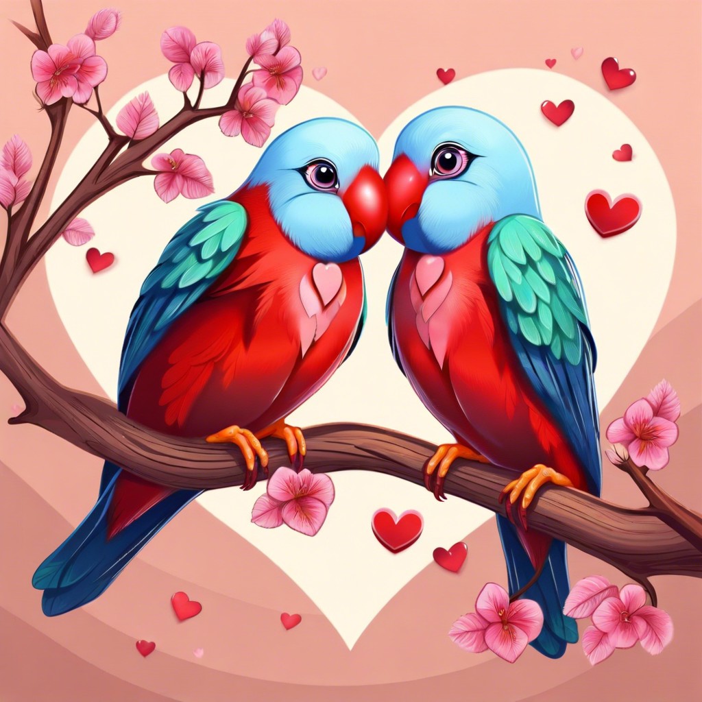 lovebirds on a branch