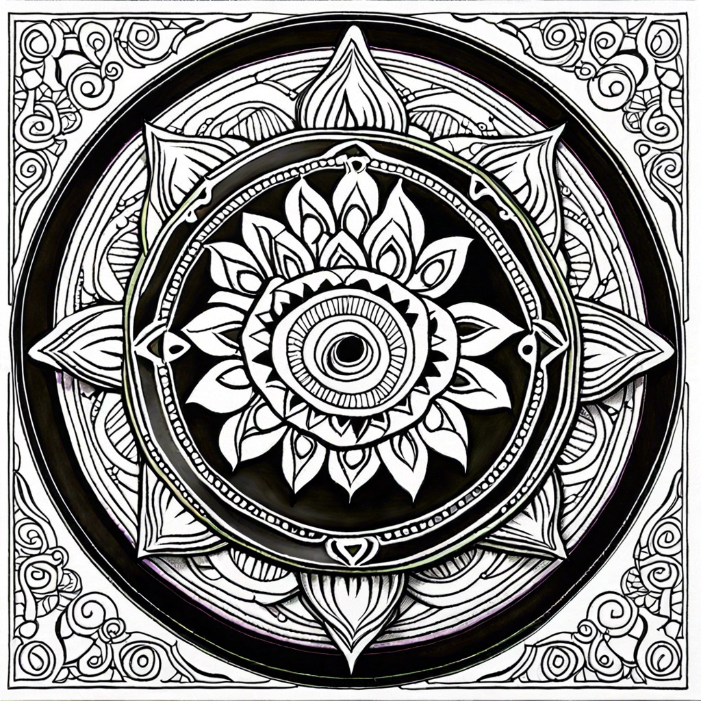 mandala patterns using fine brushes or markers