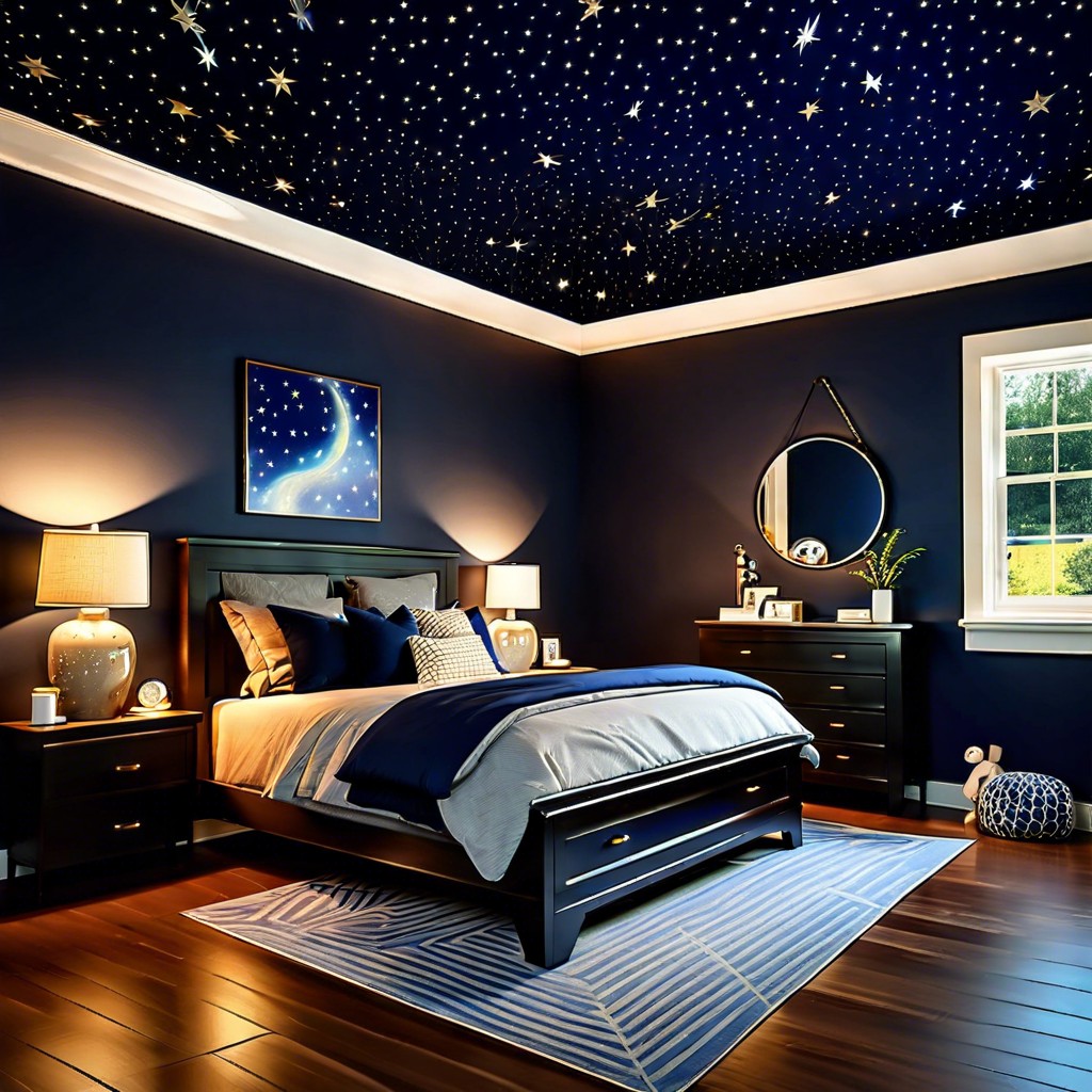 midnight blue with starry ceiling