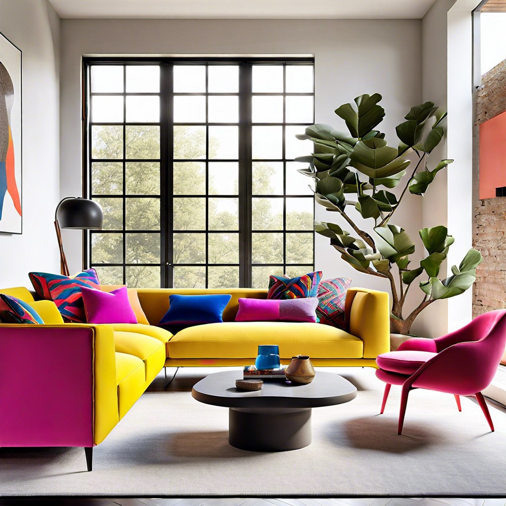 minimalist mismatch sleek profiles paired with bold statement sofas