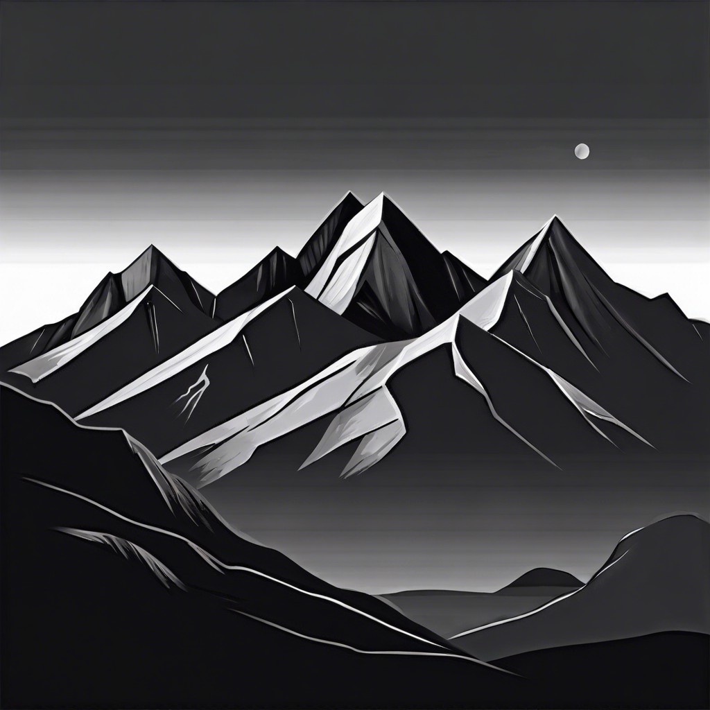 minimalist mountain range in grayscale