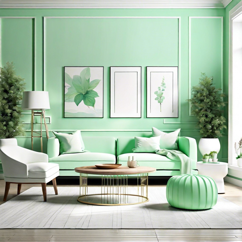 mint green and pure white