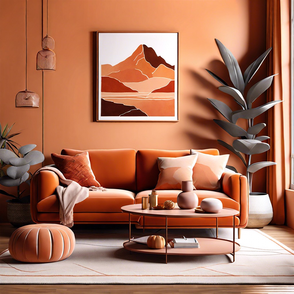 monochromatic theme with varying shades of orange from soft peach to deep rust