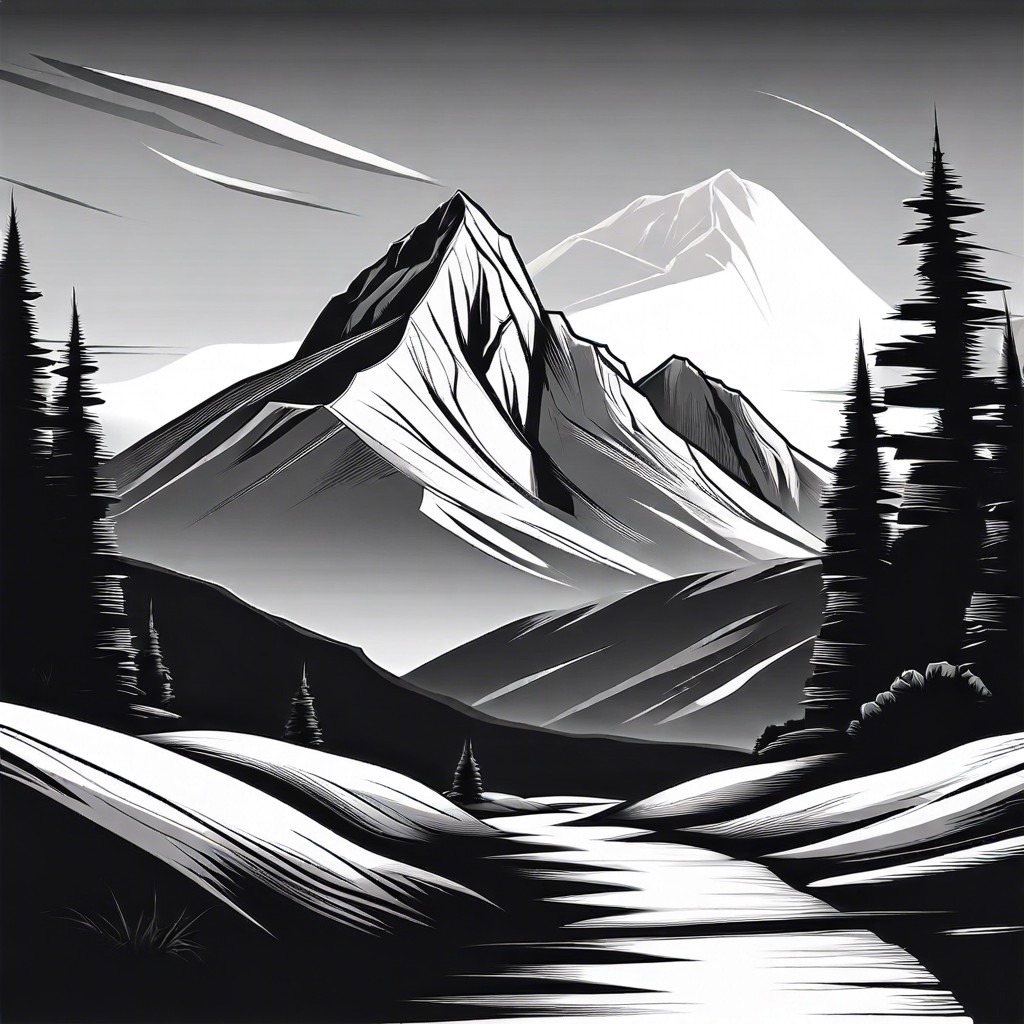 monochrome mountain landscape