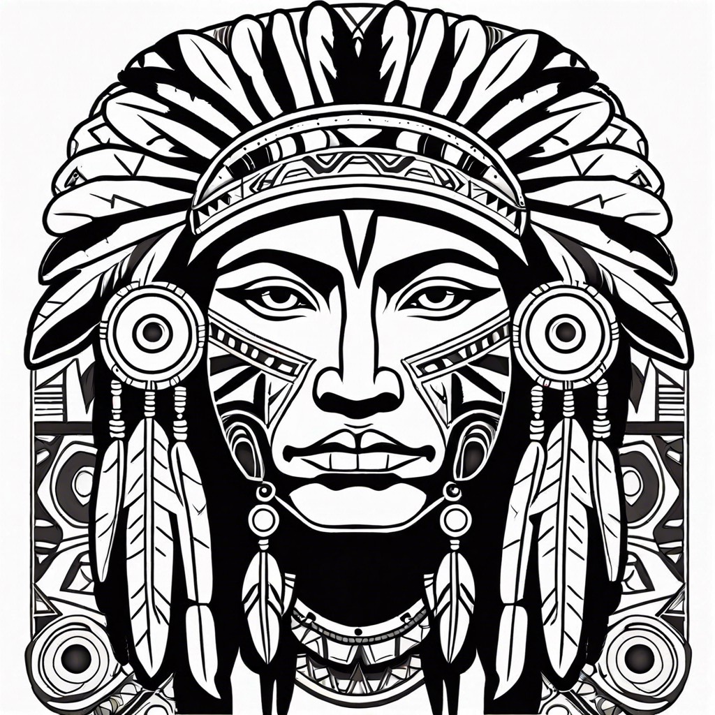 native american inspired totems with bold line art