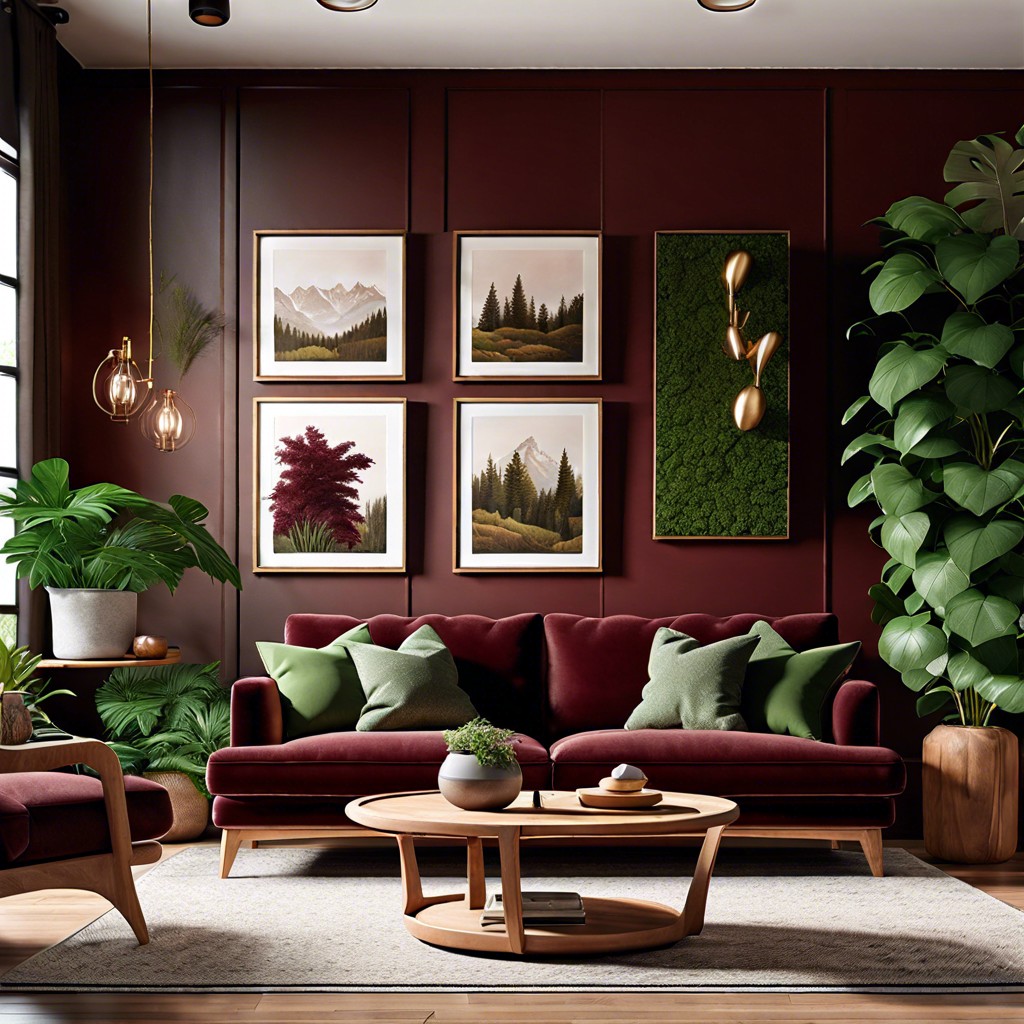 nature inspired complement the sofa with earth tones and nature themed decor