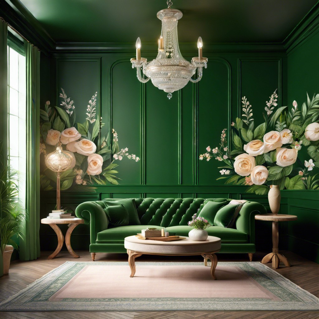 nature inspired green tones with floral accents