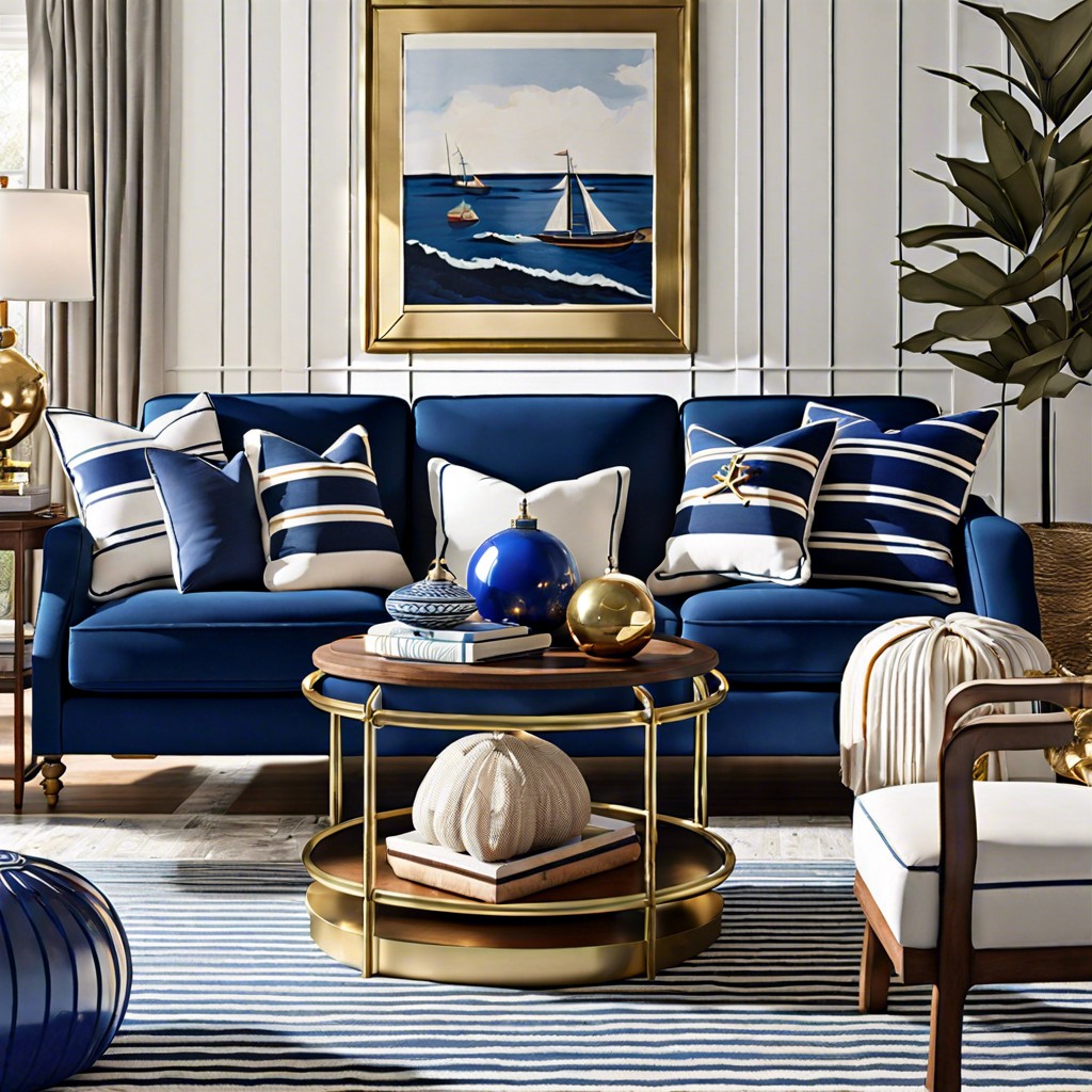 nautical nuances infuse a maritime theme with stripes and marine inspired decor