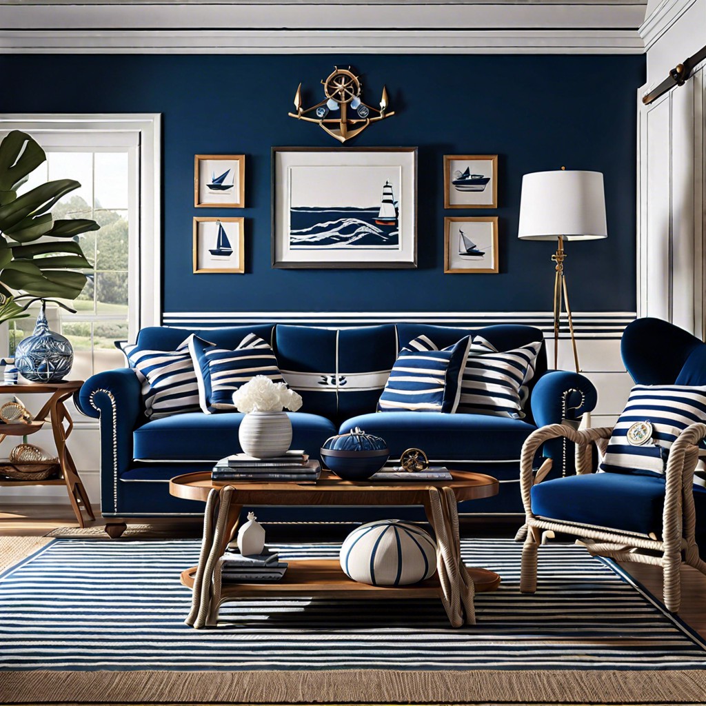 nautical nuances roped accessories and striped motifs sailing with blue velvet