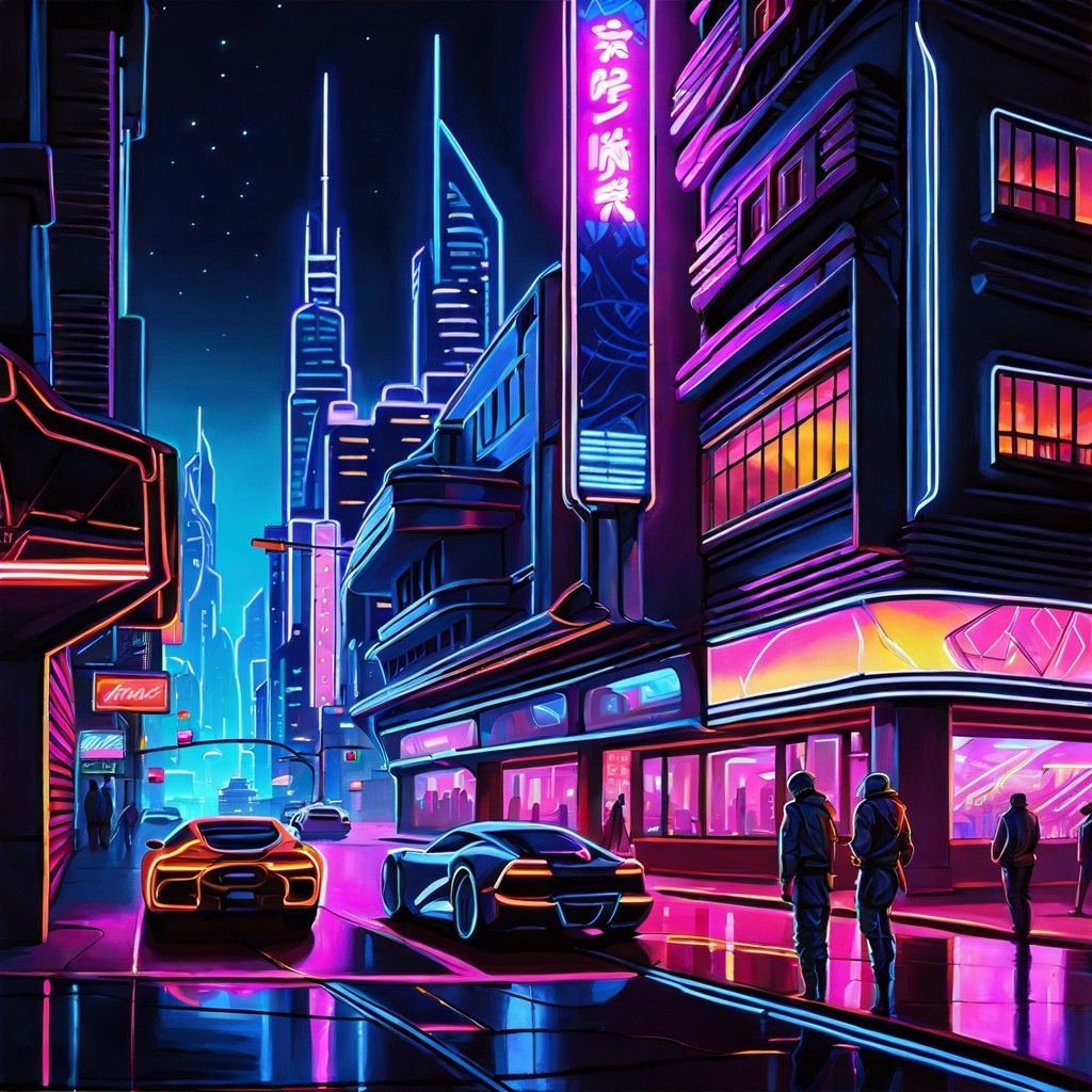 neon cityscape at night