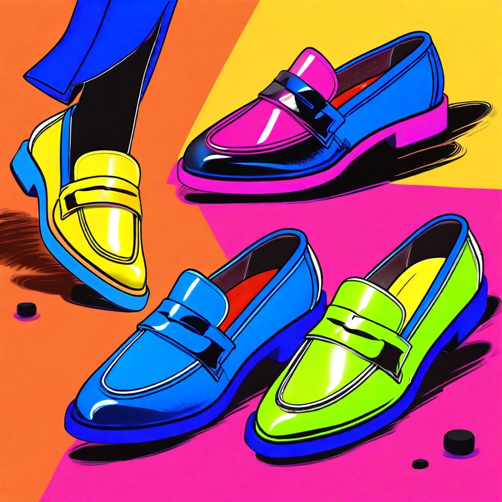 neon color block loafers