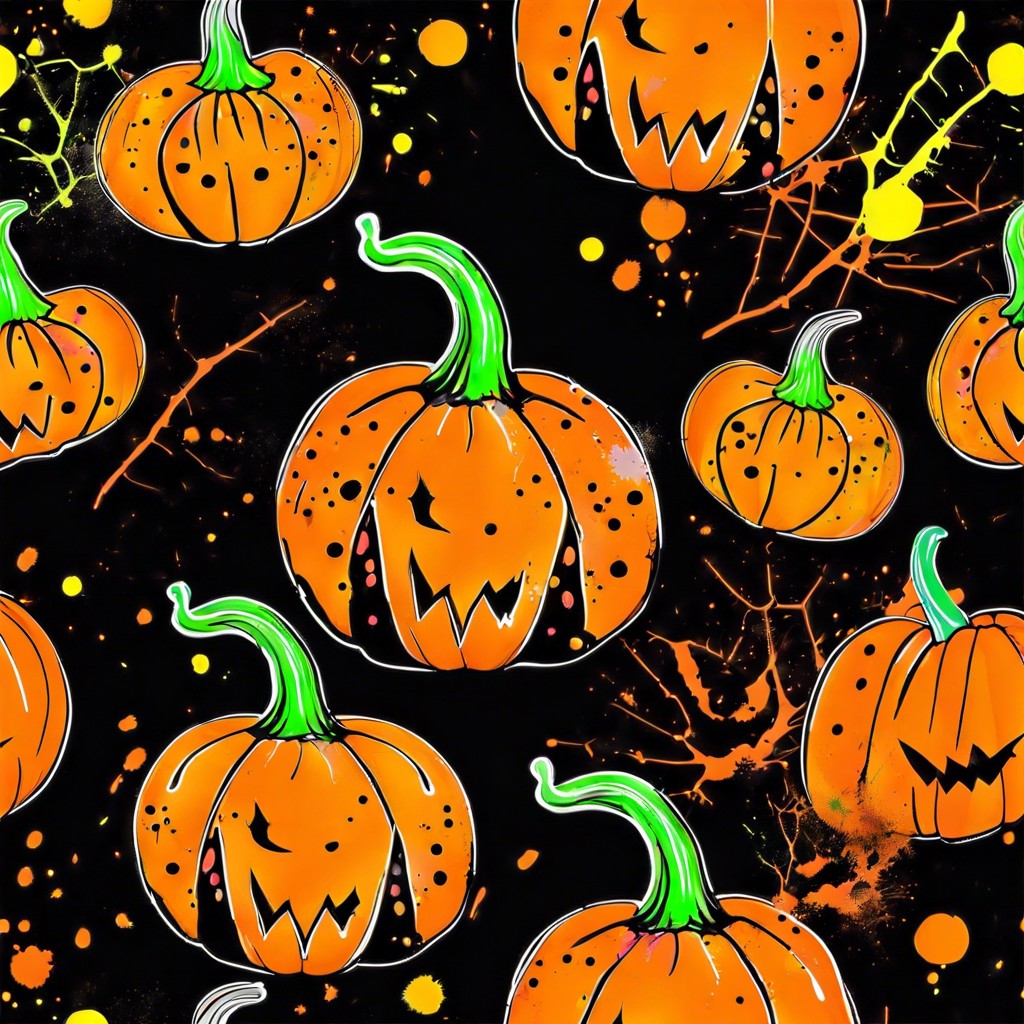 neon splatter paint pumpkin