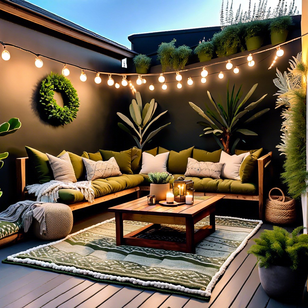 olive green sofa in outdoor spaces