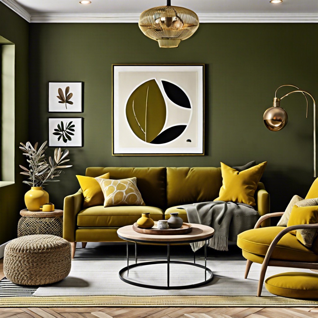 olive green with mustard yellow accents