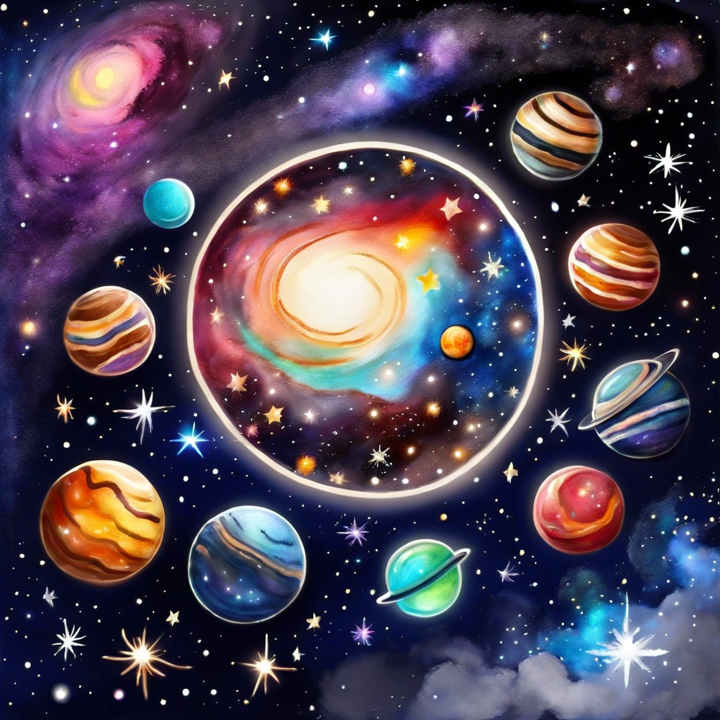 outer space with planets and stars