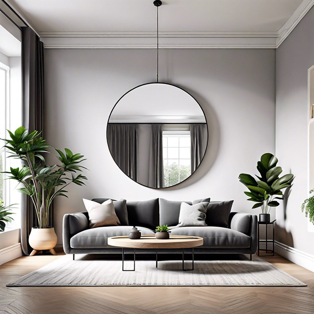 oversized round mirror for a minimalistic look