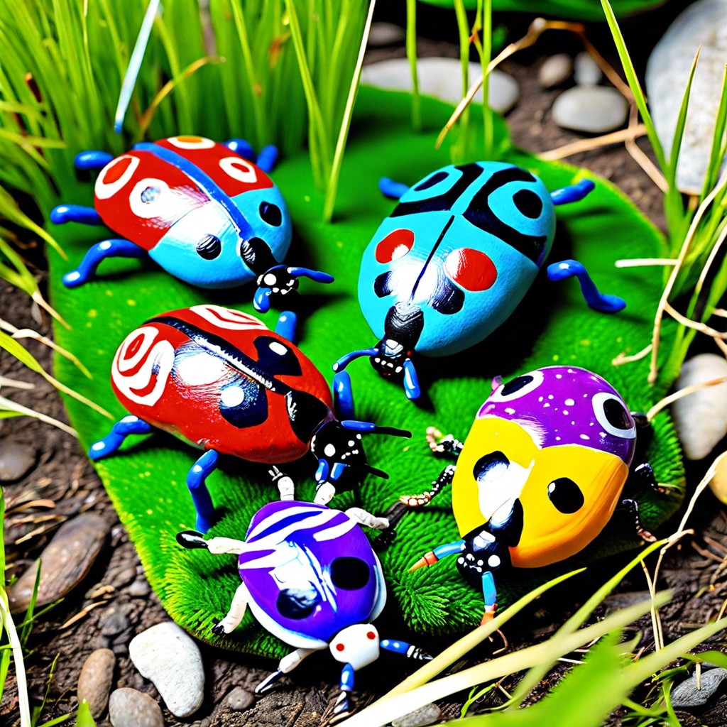 painted rock bugs