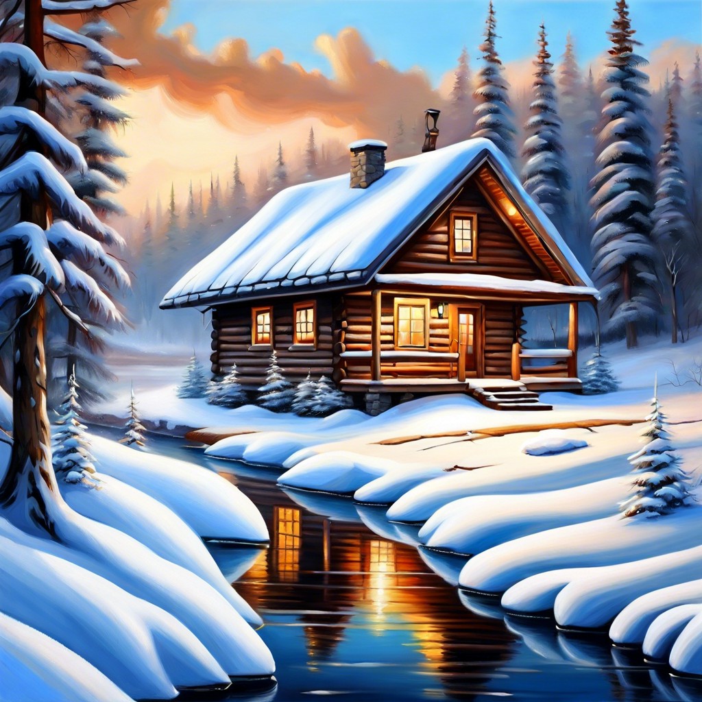 peaceful winter cabin