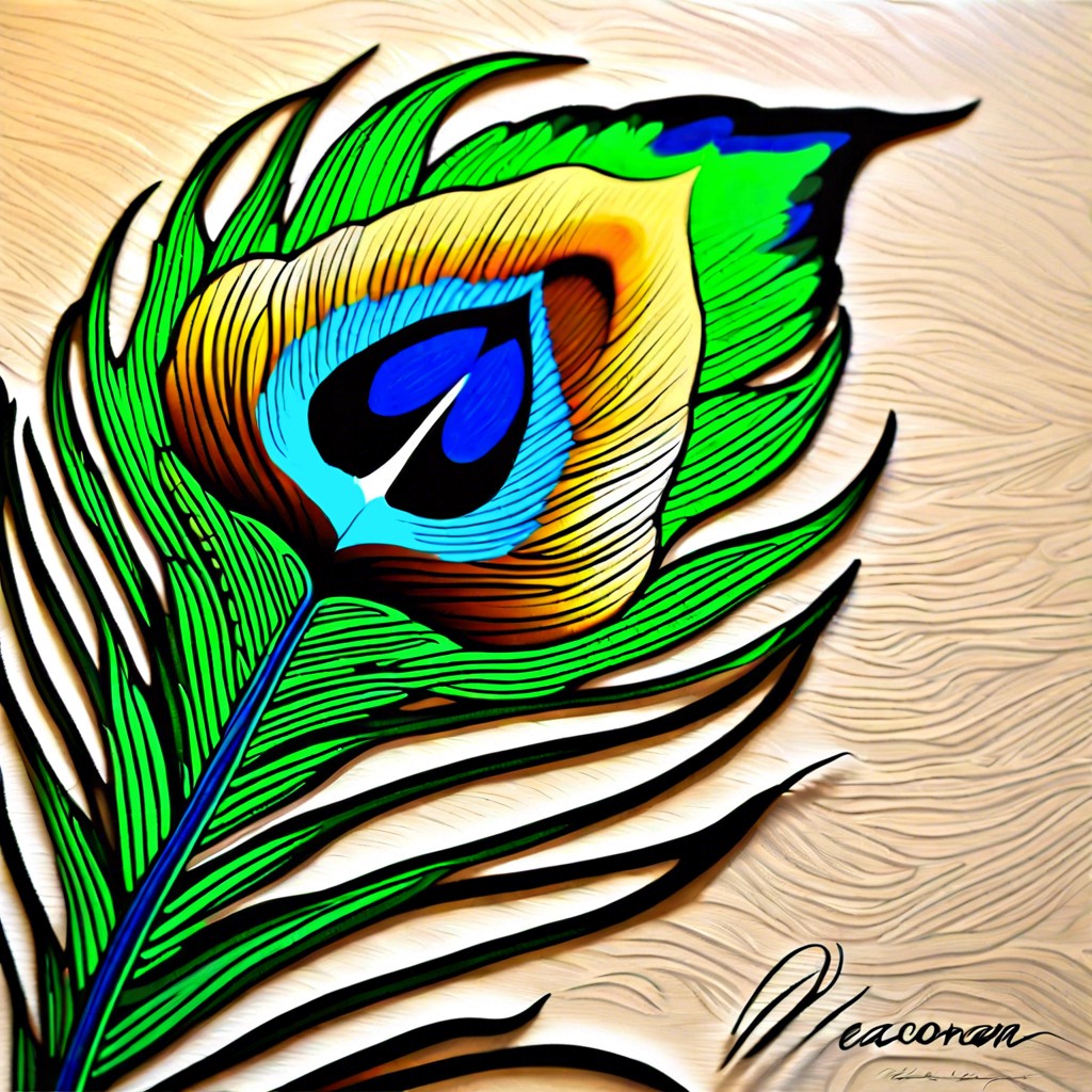 peacock feather on canvas