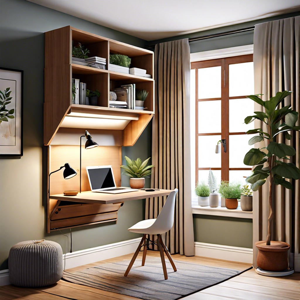 pick a wall mounted desk that folds away when not in use