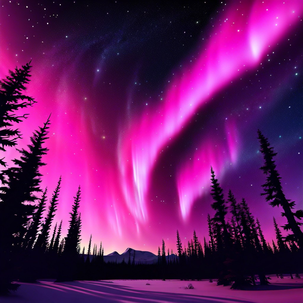 pink aurora borealis