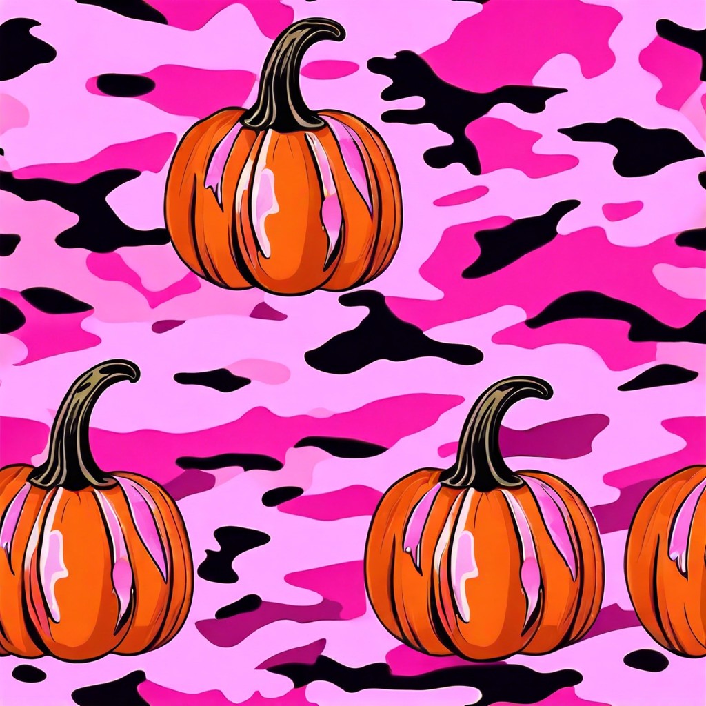 pink camouflage patterned pumpkin