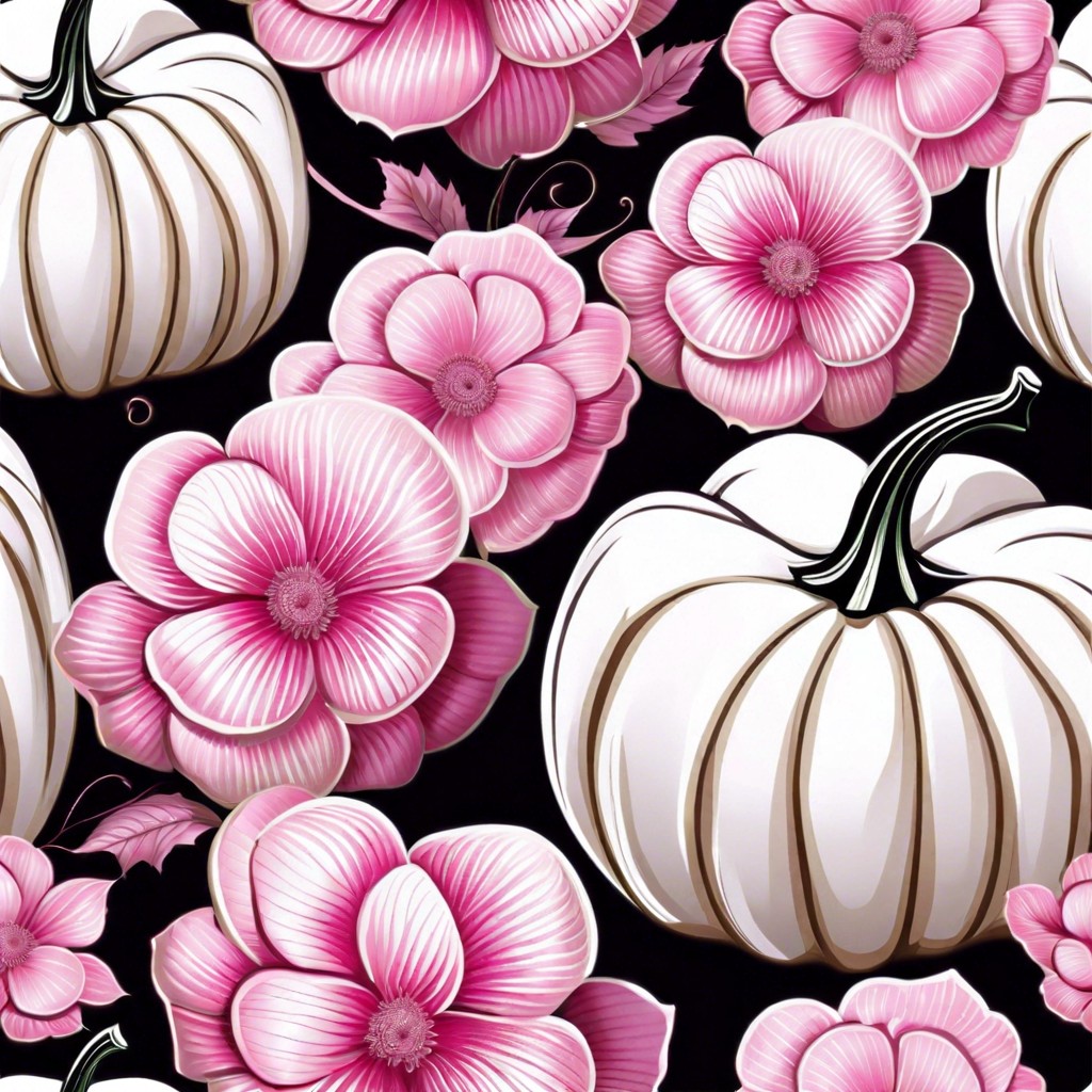 pink floral painted pumpkin