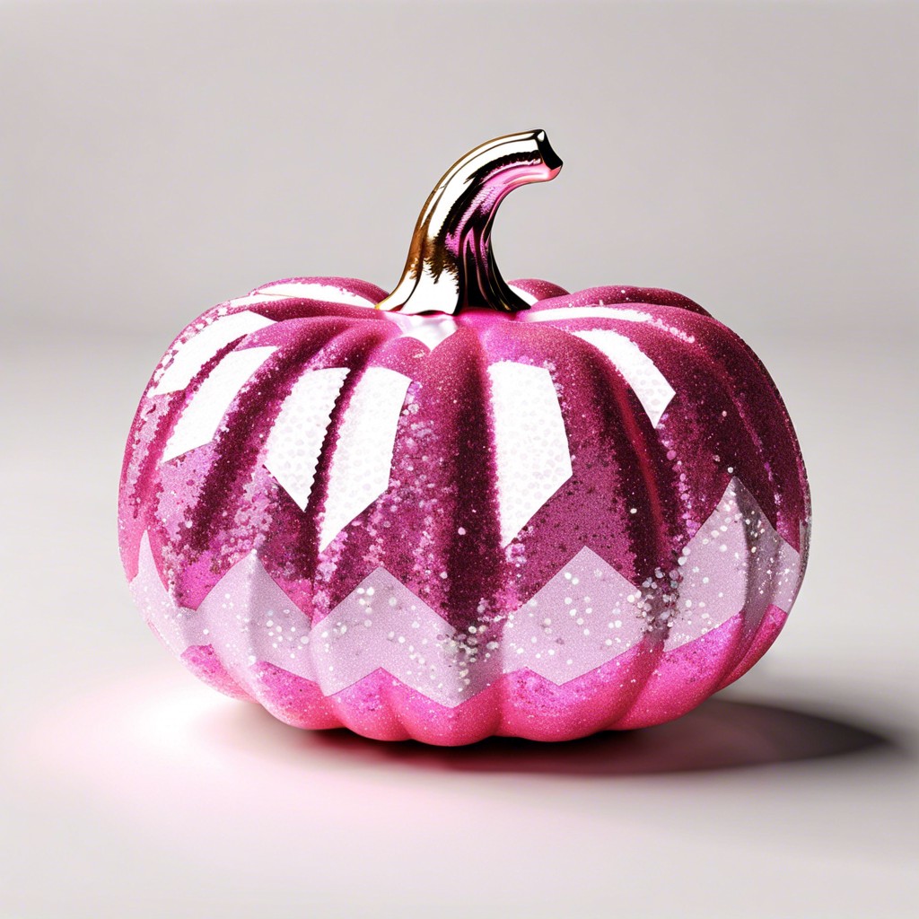 pink glitter chevron striped pumpkin