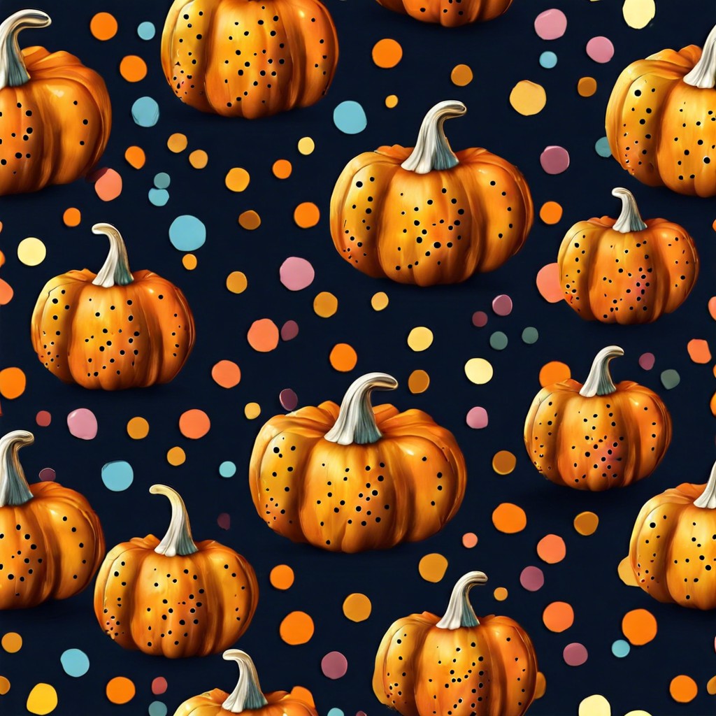 polka dot pumpkin use circular sponge brushes to create dots all over