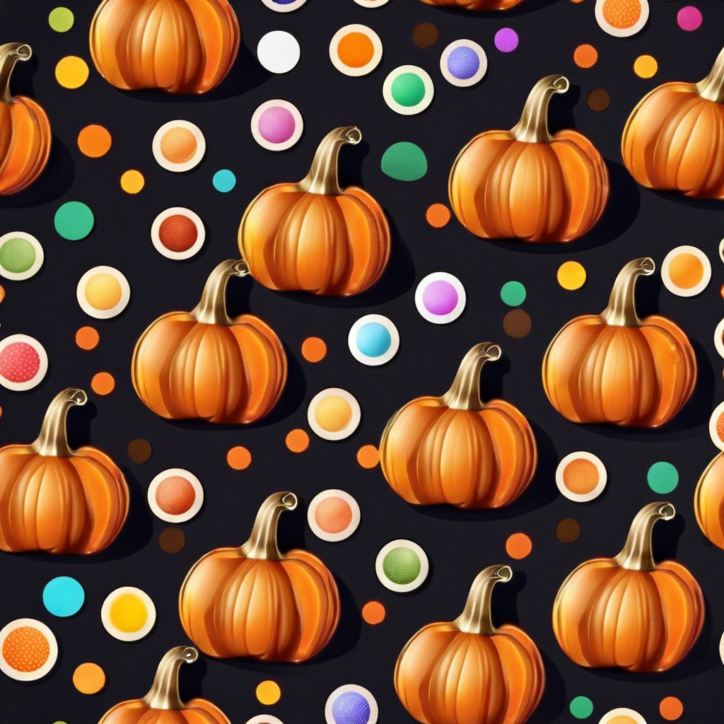 polka dot pumpkins stick circular stickers randomly before painting