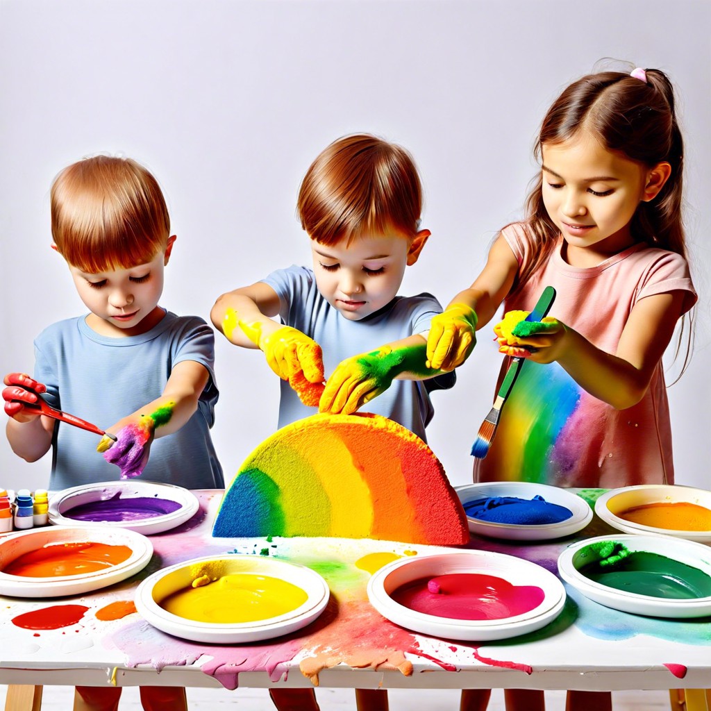 rainbow sponge painting