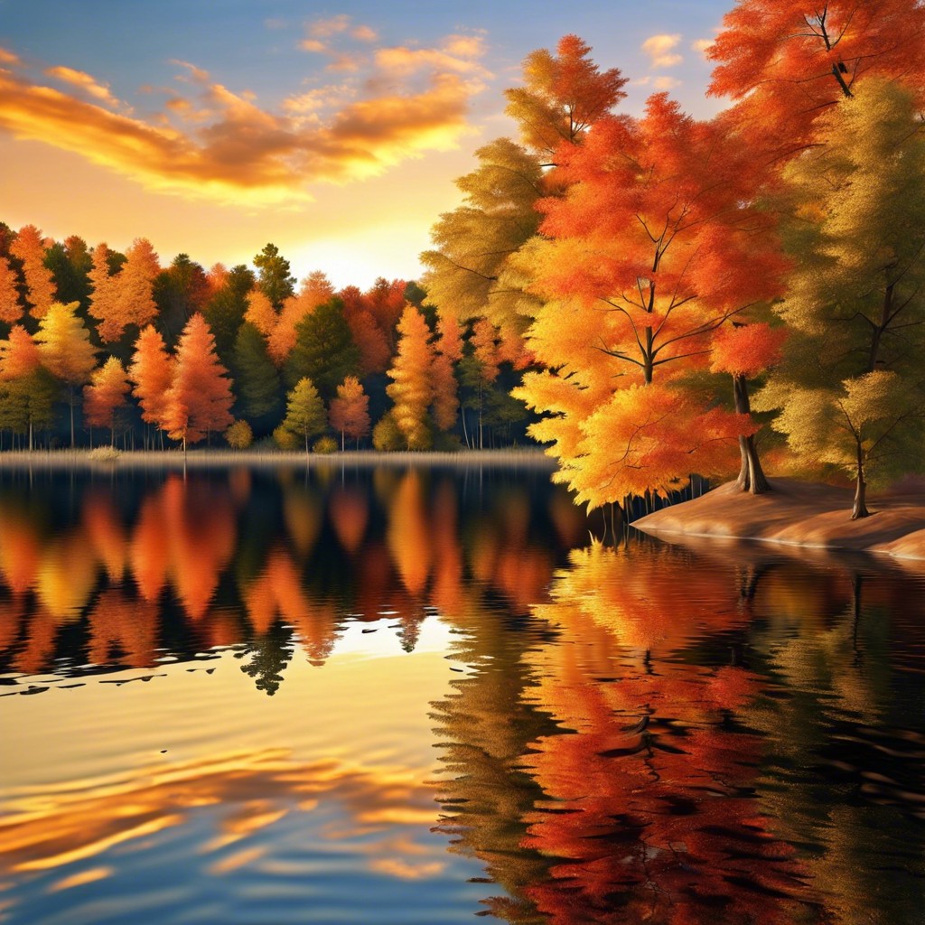 reflection of autumn leaves on a lake